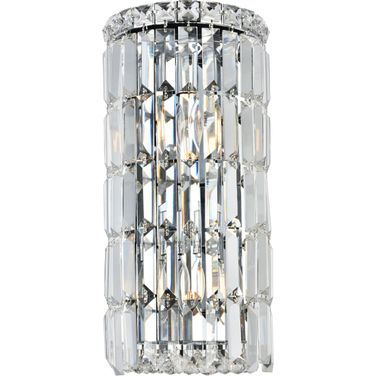 V2030W8C/RC Maxime 8" Chrome 2 Light Wall Sconce With Clear Royal Cut Crystal Trim
