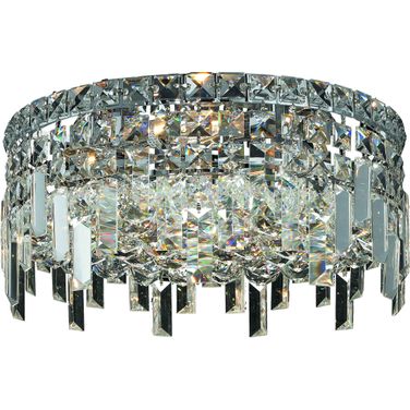 V2031F14C/RC Maxime 14" Chrome 4 Light Flush Mount With Clear Royal Cut Crystal Trim