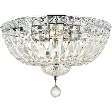 Tranquil 16" Chrome 6 Light Flush Mount With Clear Royal Cut Crystal Trim