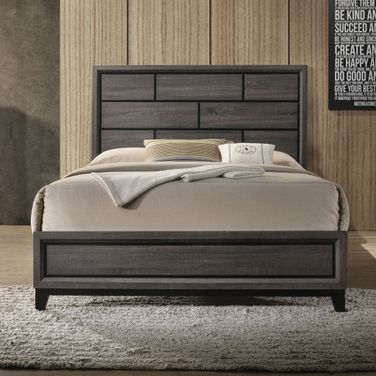 Valdemar Weathered Gray King Panel Bed