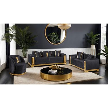 Valdosta Swivel Chair In Black and Gold
