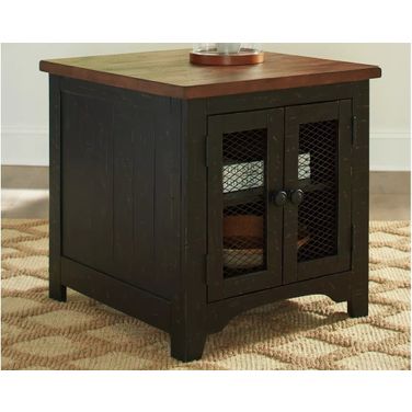 Valebeck Black and Brown Rectangular End Table