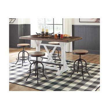Valebeck Counter Height Dining Room Set In White and Brown