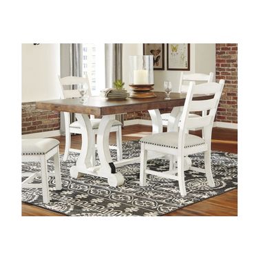 Valebeck White and Brown Rectangular Dining Room Table