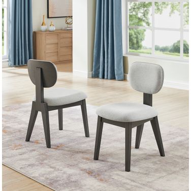 Valencia Fabric Upholstered Dining Chairs Set of 2 with Gray Wood Frame