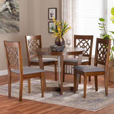 Valerie Wood 5-Piece Dining Set In Grey and Walnut Brown
