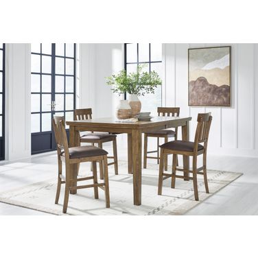Vallister Counter Height Extandable Dining Room Set In Light Brown