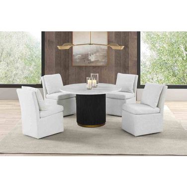 Varde Round Dining Marble Table In Black and White