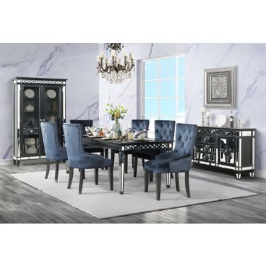 Varian II Dining Room Set In Mirrored And Black Finish