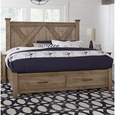 Cool Rustic King Barndoor X Headboard With Storage Footboard Bed In Stone Grey