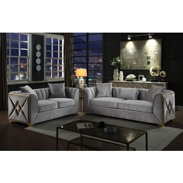 Velencia 2 PC Livingroom Set In Silver