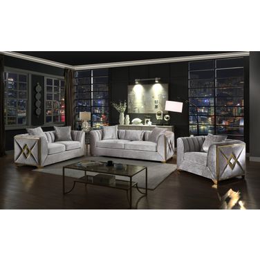 Velencia 3 PC Livingroom Set In Silver