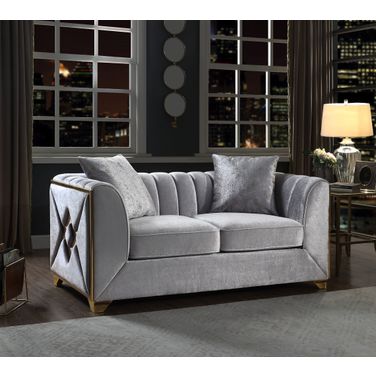 Velencia Loveseat Made with Wood In Silver