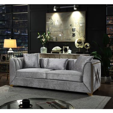 Velencia Sofa Made with Wood In Silver