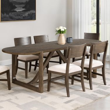 Vellara Wood Top Dining Room Set In Dark Walnut