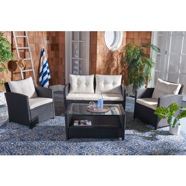 Vellor 4 Piece Living Set In Black and Beige