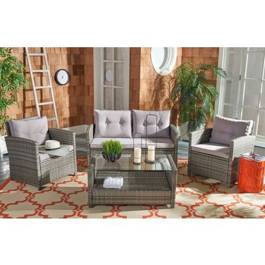 Vellor 4 Piece Living Set in Grey