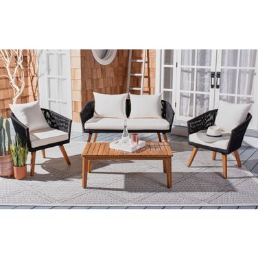 Velso 4 Piece Living Set In Black and Beige