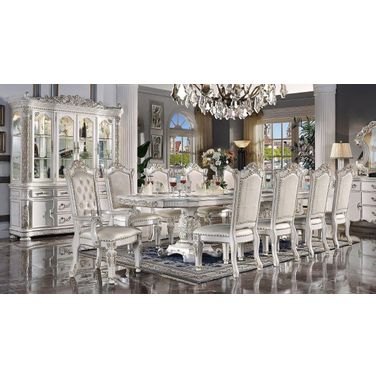 Vendome 136 Inch Rectangular Dining Room Set (Antique Pearl)