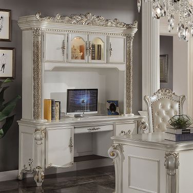 Vendome Computer Desk And Hutch In Antique Pearl