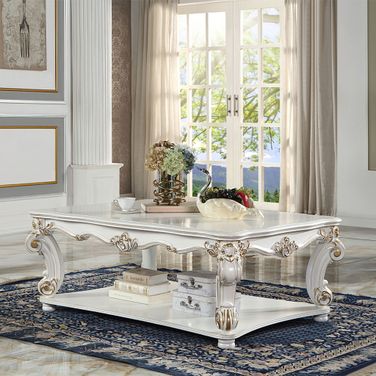 Vendome Square Coffee Table In Antique Pearl