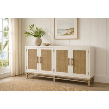 Venice 4 Door Credenza In White
