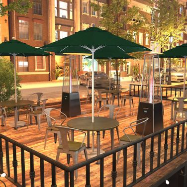 Venture 7.5' Patio Umbrella with Aluminum Pole Fiberglass Ribs Push Lift with Olefin Fabric In Hunter Green and Matte White