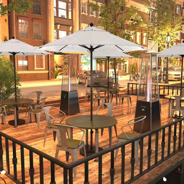 Venture 7.5' Patio Umbrella with Aluminum Pole Fiberglass Ribs Push Lift with Olefin Fabric In White and Bronze