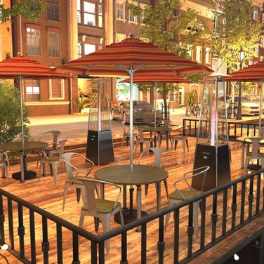 Venture 7.5' Patio Umbrella with Aluminum Pole Fiberglass Ribs Push Lift with Sunbrella Fabric In Astoria Sunset and Silver Anodized