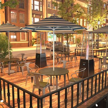 Venture 7.5' Patio Umbrella with Aluminum Pole Fiberglass Ribs Push Lift with Sunbrella Fabric In Cabana Regatta and Matte White