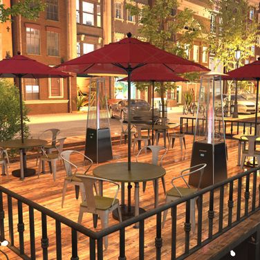 Venture 7.5' Patio Umbrella with Aluminum Pole Fiberglass Ribs Push Lift with Sunbrella Fabric In Jockey Red and Bronze