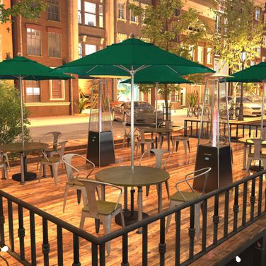 Venture 7.5' Patio Umbrella with Aluminum Pole Fiberglass Ribs Push Lift with Sunbrella Fabric In Spectrum Aztec and Silver Anodized