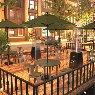 Venture 7.5' Patio Umbrella with Aluminum Pole Fiberglass Ribs Push Lift with Sunbrella Fabric In Spectrum Cilantro and Bronze