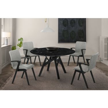 Venus and Varde 5-Piece Black Marble Round Dining Set