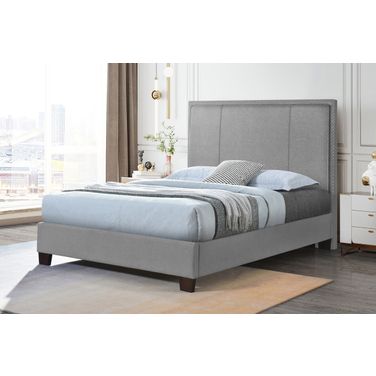 Vera Queen Upholstered Platform Bed In Gray
