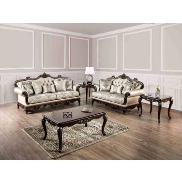 Veracruz Living Room Set In Dark Cherry and Beige