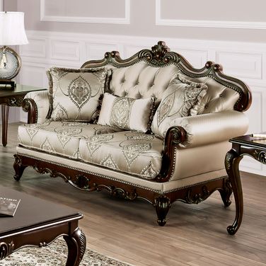 Veracruz Loveseat In Dark Cherry and Beige