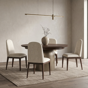 Verge Round Dining Room Set In Brown and Bronze