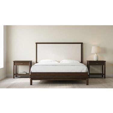 Verge Upholstered Bedroom Set In Brown and Walnut