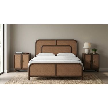 Verge Woven Bedroom Set In Brown and Walnut