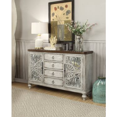 Vermont Antique White 4 Drawer Console Table