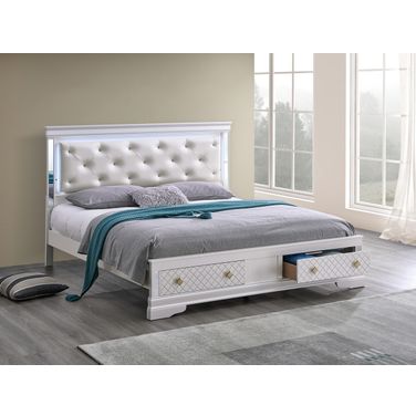 Verona Queen Storage Bed In Pearl White