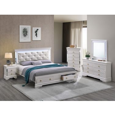 Verona Storage Bedroom Set In Pearl White