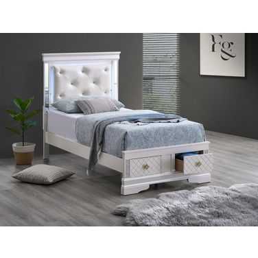 Verona Twin Storage Bed In Pearl White