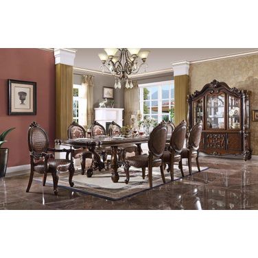 Versailles 120 Inch Dining Room Set With Oval Back Chairs (Cherry Oak)