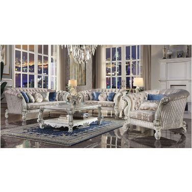 Versailles Living Room Set In Ivory and White