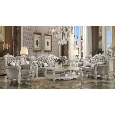 Versailles Loveseat With 4 Pillows In Bone White