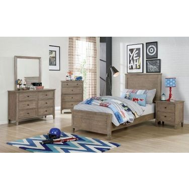 Vevey Wire Brushed Warm Gray Youth Panel Bedroom Set