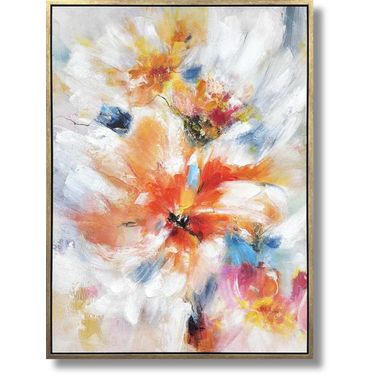 Vibrant Blossom Energy Canvas Wall Art In Gold
