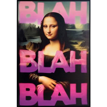 Vibrant Blush Refrain - 36" x 24" - Hand-Embellished Canvas In Pink and Black